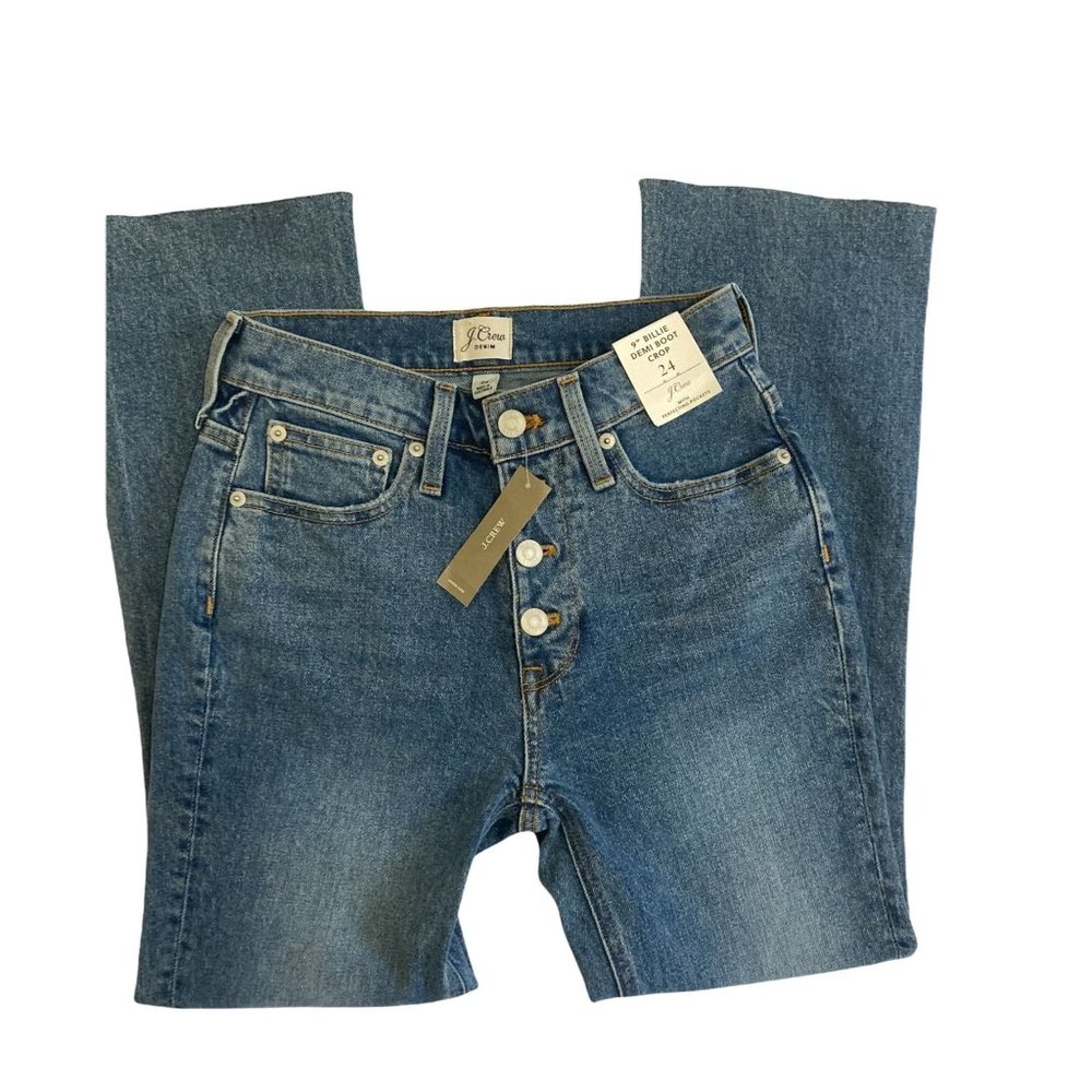 J.Crew women blue jeans size 24 button closure cropped